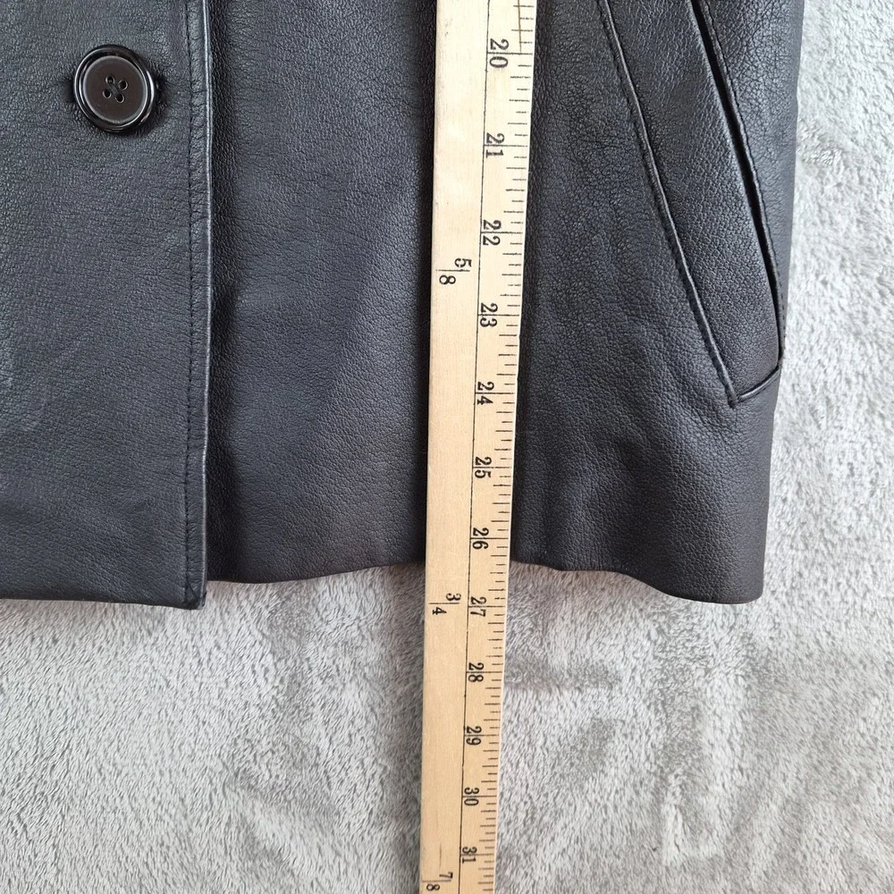 Serge Platini Blazer Jacket Small Black Genuine Leather 2 Buttons Sport Coat - Picture 4 of 16